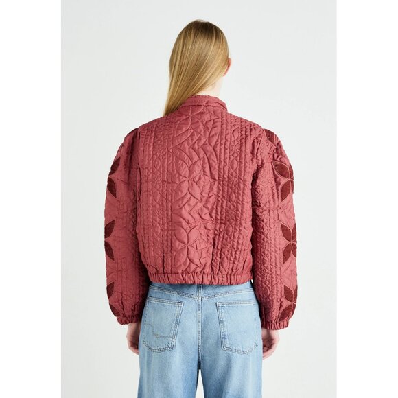 NWT Free People Quinn quilted red jacket in Marsala Red, S - Picture 13 of 16